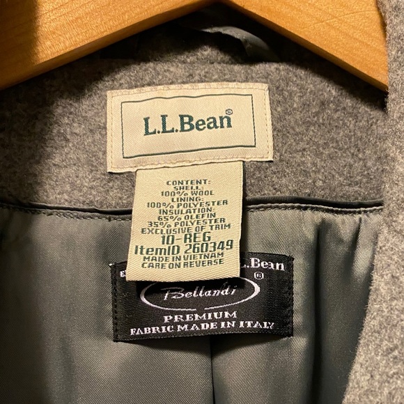 LL Bean Grey Wool Coat Size 10 - Picture 8 of 10
